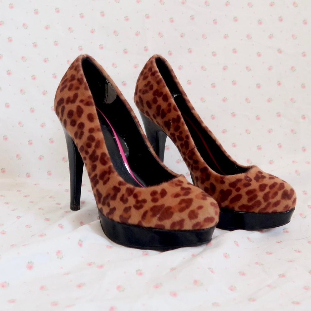vintage leopard print platform pumps y2k animal print heels